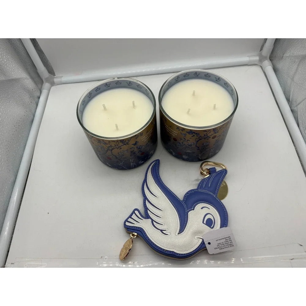 Bath & Body Works Disney Princess Snow White 3-Wick Candles Bird Coin Purse Lot
